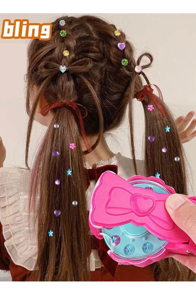 INSENSE "Girls' Hair Accessory Set - Hair Sticks with Rhinestones & Sparkling Makeup Toy, Includes 12 Shiny Rhinestone Stickers, Perfect for Grooming Fun - Image 3