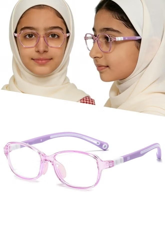 Purple Kids Blue Light Blocking Glasses with Anti Eyestrain UV400 Protection Computer Gaming Eyewear with Lightweight TR90 Frame for Boys Girls Age 3-12 Online Classes Tablet Time Outdoor Activities - Image 1