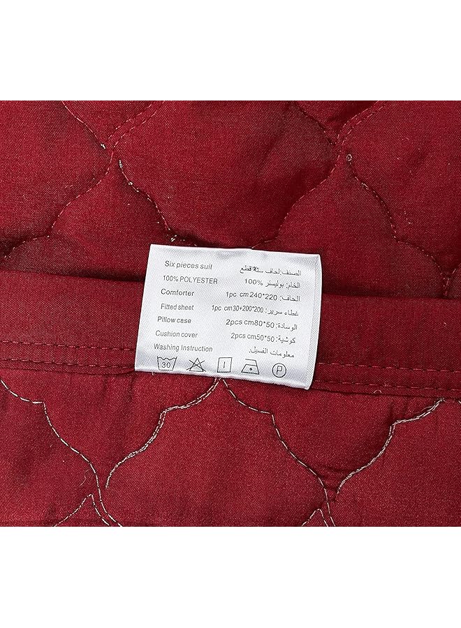 erorex Floral Compressed 6Pcs Comforter Set King Size Px 008 Red - Image 3