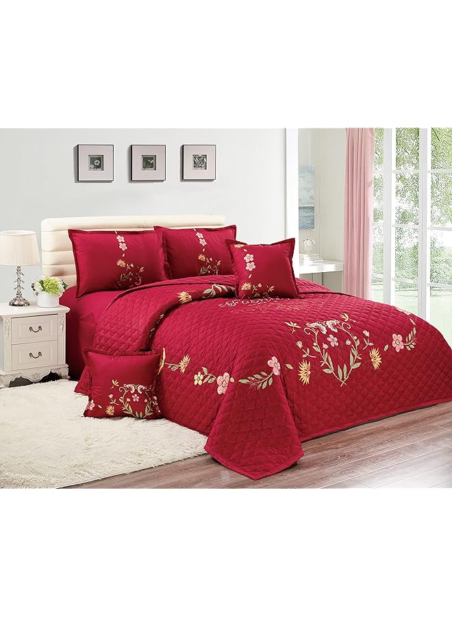 erorex Floral Compressed 6Pcs Comforter Set King Size Px 008 Red - Image 1