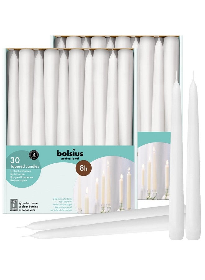 BOLSIUS 60 Count Household White Taper Candles - 10 Inches - Premium European Quality - 8 Hours Burn Time - Unscented Dripless and Smokeless Home Decor, Restaurant, Wedding, and Party Candlesticks - Image 1