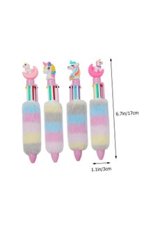 Excefore 4 Pcs Unicorn Ballpoint Pen Mini Unicorn Plush Pens Retractable Gel Ink Pen Multicolor Pens Unique Writing Pen for Office Supplies Party Gifts Colored Pencils  - Image 5