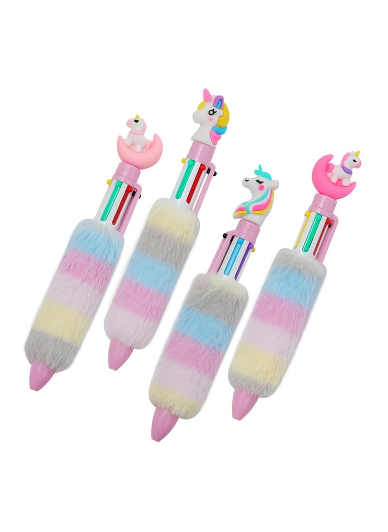 Excefore 4 Pcs Unicorn Ballpoint Pen Mini Unicorn Plush Pens Retractable Gel Ink Pen Multicolor Pens Unique Writing Pen for Office Supplies Party Gifts Colored Pencils  - Image 1