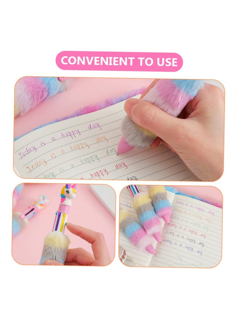 Excefore 4 Pcs Unicorn Ballpoint Pen Mini Unicorn Plush Pens Retractable Gel Ink Pen Multicolor Pens Unique Writing Pen for Office Supplies Party Gifts Colored Pencils  - Image 3