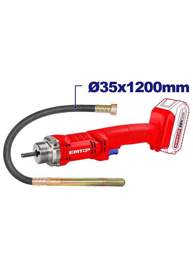 EMTOP 20V Cordless Concrete Vibrator - Professional Power for Perfect Finishes | Model ECVL2023013 - Image 1