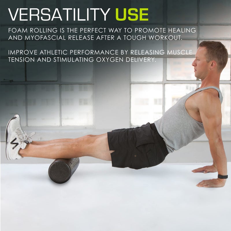 ProSourceFit ProsourceFit High Density Foam Rollers 18 - inches long, Firm Full Body Athletic Massage Tool for Back Stretching, Yoga, Pilates, Post Workout Muscle Recuperation, Black - Image 5
