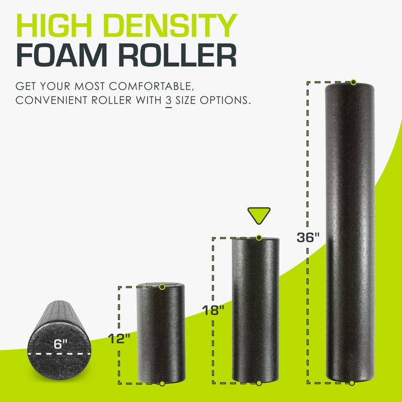 ProSourceFit ProsourceFit High Density Foam Rollers 18 - inches long, Firm Full Body Athletic Massage Tool for Back Stretching, Yoga, Pilates, Post Workout Muscle Recuperation, Black - Image 2
