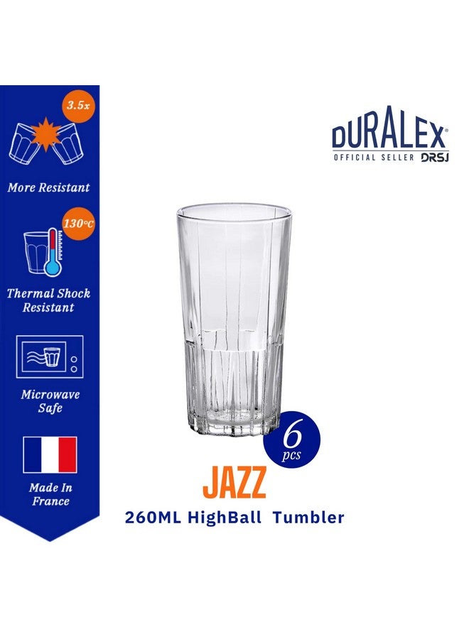 Duralex® Jazz Glass Tumbler 260ML Set of 6 Highball Glasses - Image 3