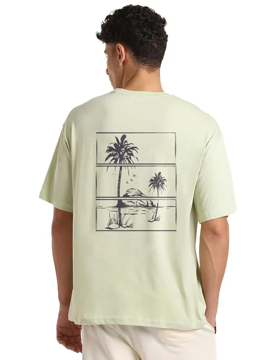 نوبيرو Men's Graphic Print Oversized Fit T-Shirt