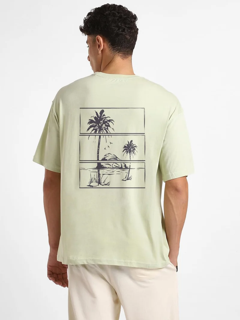 نوبيرو Men's Graphic Print Oversized Fit T-Shirt