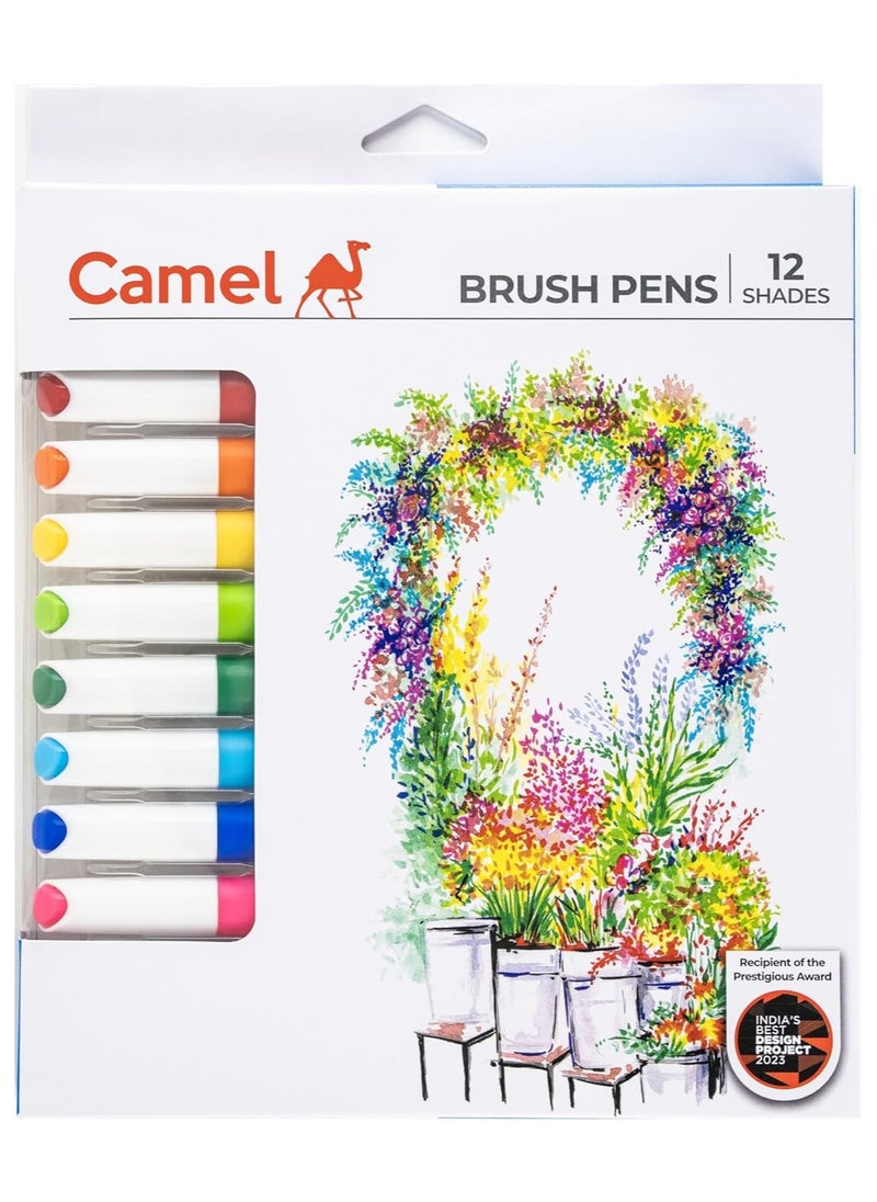 camel Camline Kokuyo Brush Pen (12 Shades, Multicolor)  - Image 1