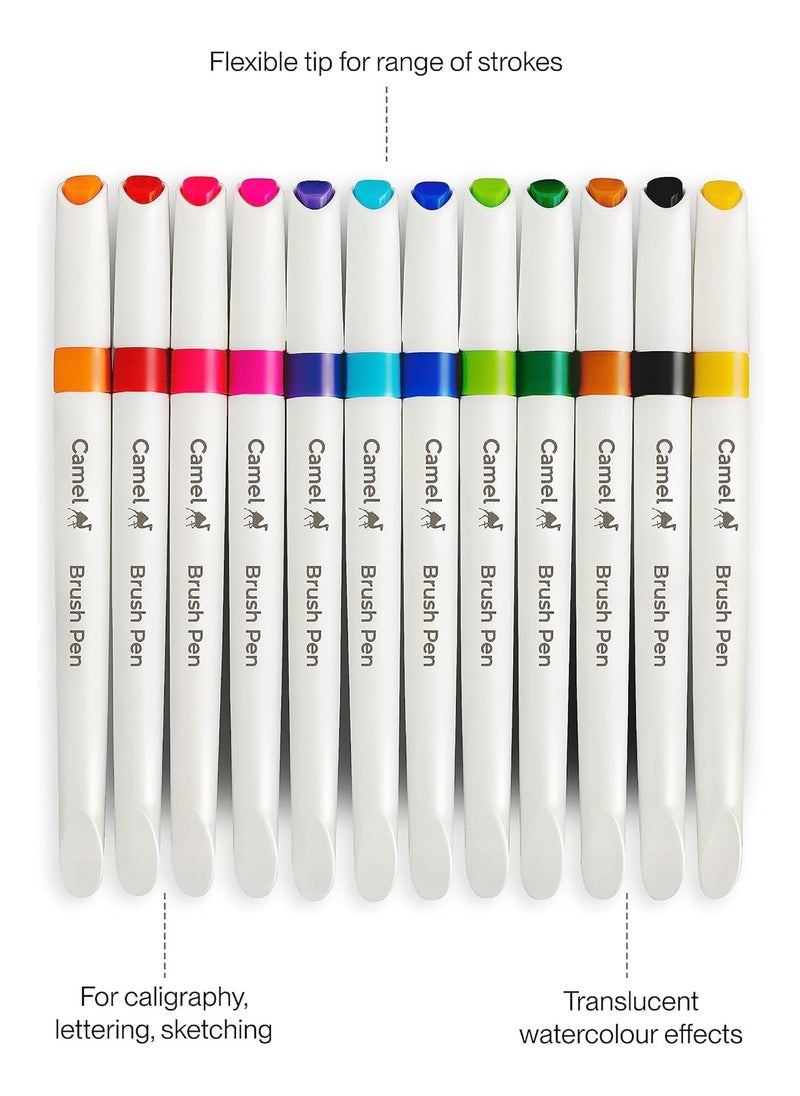 camel Camline Kokuyo Brush Pen (12 Shades, Multicolor)  - Image 4