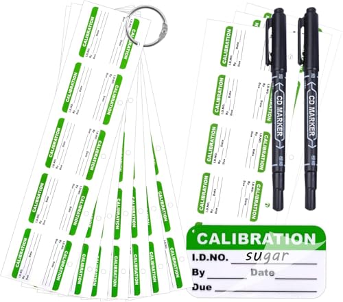 DLUGOPIS 100 Pack 1.75''0.63' Self Laminating Calibration Labels with Marker Pen O Ring Stickers for NIST & ISO-9000 Calibrations Inventory Quality Control Organization - Image 1