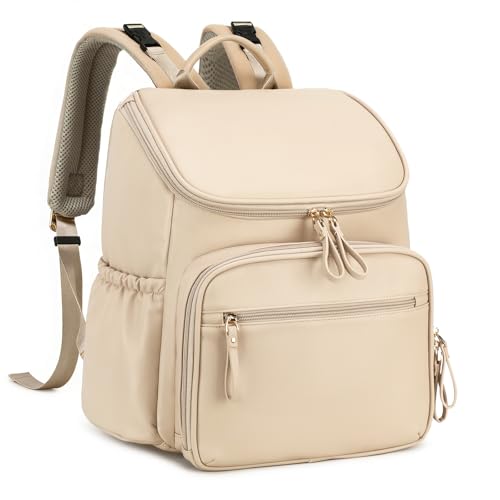LORADI Lightweight Diaper Bag Backpack Baby Shower Gifts Beige - Image 1