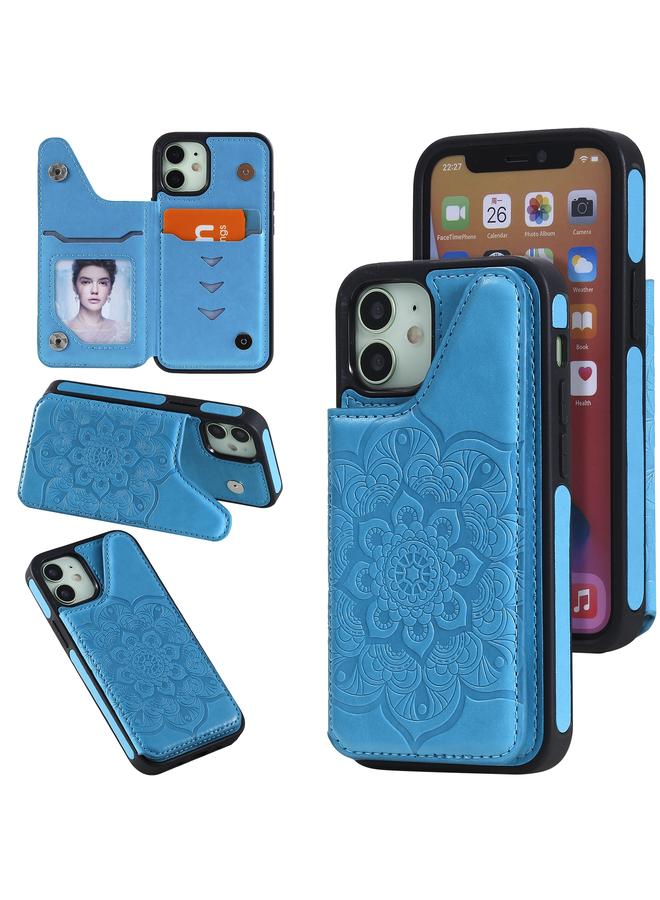 زبون جراب لهاتف iPhone 12 mini بنقشة زهور، جراب واقٍ مقاوم للصدمات مع حامل وفتحات للبطاقات وإطار للصور - Image 1