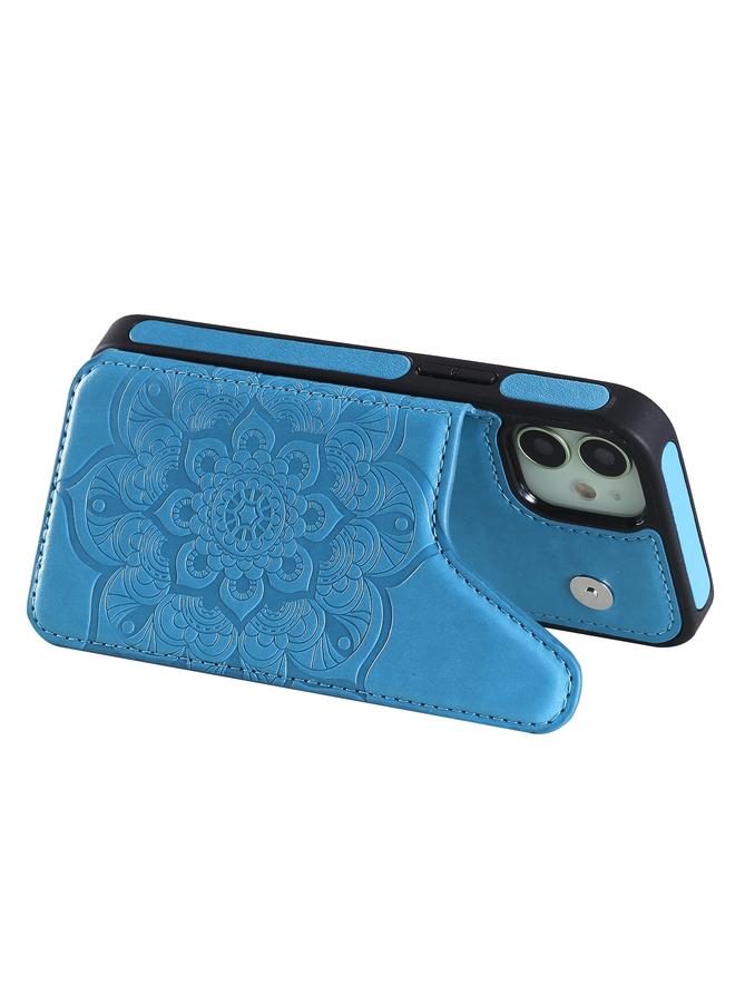 زبون جراب لهاتف iPhone 12 mini بنقشة زهور، جراب واقٍ مقاوم للصدمات مع حامل وفتحات للبطاقات وإطار للصور - Image 4