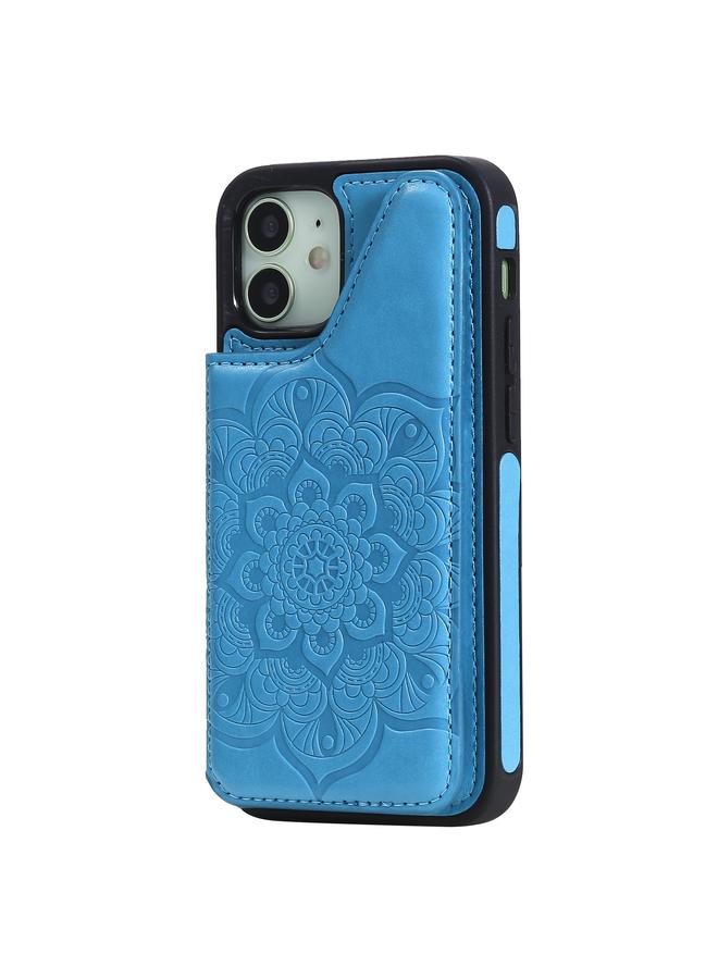 زبون جراب لهاتف iPhone 12 mini بنقشة زهور، جراب واقٍ مقاوم للصدمات مع حامل وفتحات للبطاقات وإطار للصور - Image 3