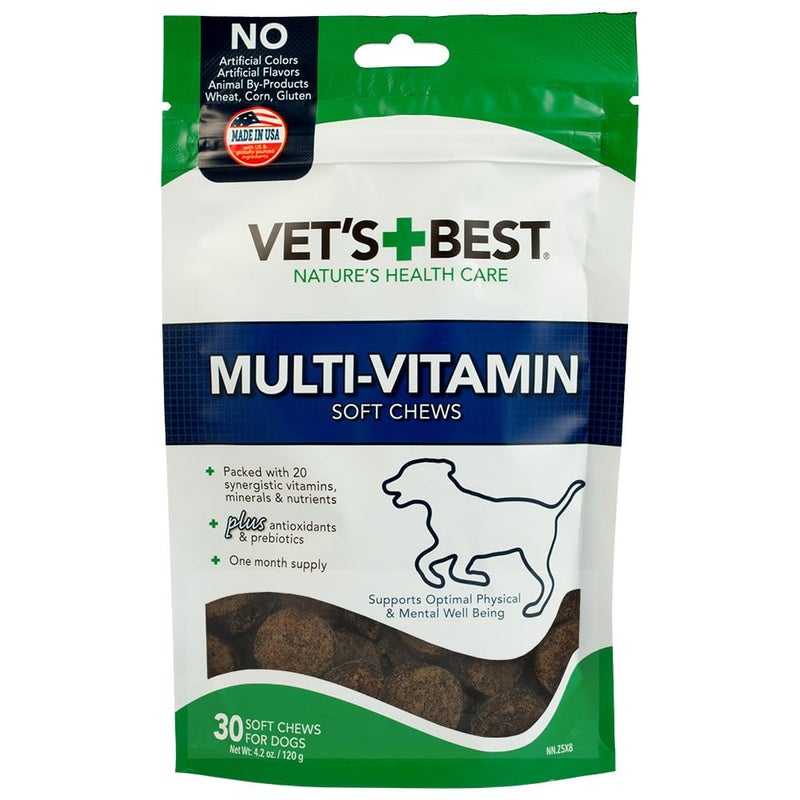 Vet's Best Multi-Vitamin Soft Chew Dog Supplements - Vitamins for Dogs - Supports Dogs Physical and Mental Health - 30 Day Supply - Image 1