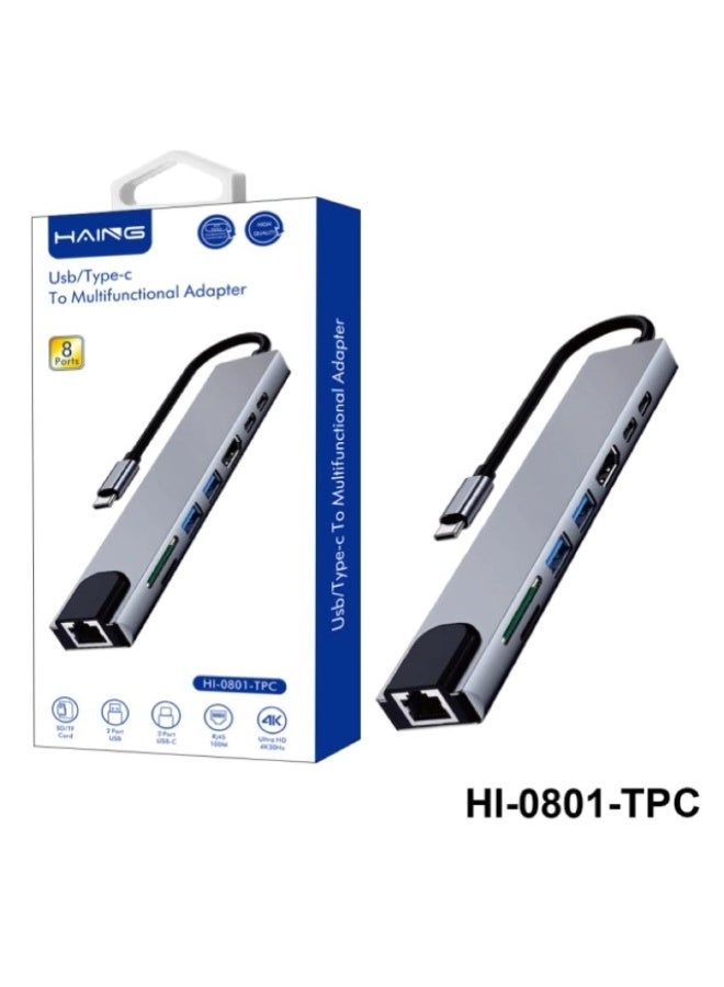 Haing ype-C Convertor (HDMI, Type-C,USB Type-A, Ethernet, Card Reader) Multifunctional Adapter - Image 2