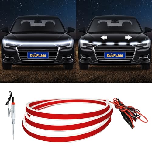 DUOFU365 Exterior Car Hood Light Strip,12V DRL Led Strip, Updated Flexible DRL Led Strip Waterproof Hood Glow Lights 70 Inches with Start-up scanning fuction for Cars, Trucks,SUV,Golf cart (1set) - Image 1