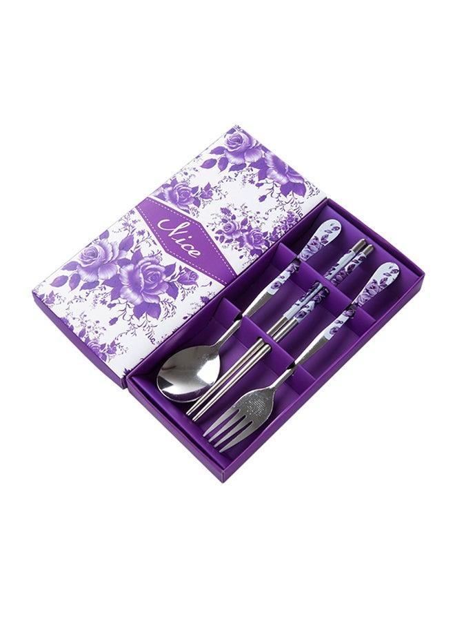 Creative Stainless Steel Tableware Three Sets Purple