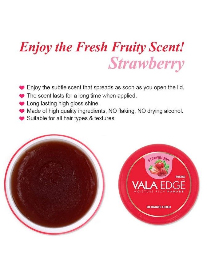 Beauty Town - Hair Pomade Vala Edge Control 100Ml 3.38 Fl Oz Strong Ultimate Hold High Shine Easy To Wash Out Made In Korea Beauty Styling Gel (Strawberry Fruity Scent) - Image 1