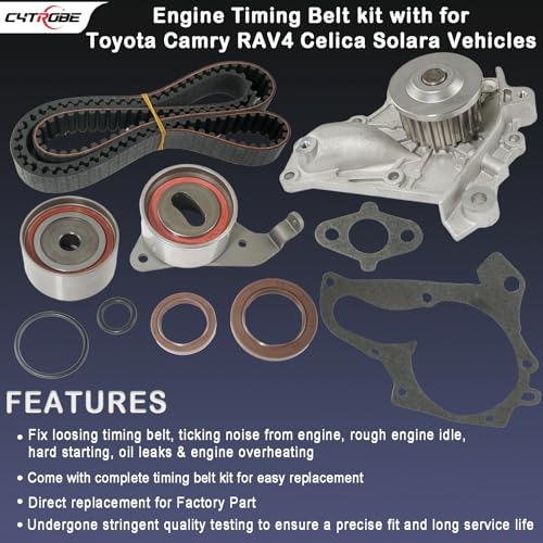 CYTROBE Engine Timing Belt Kit with Water Pump Compatible with 1987-2001 Toyota Camry, 1996-2000 Toyota RAV4, 1987-1999 Toyota Celica 1991-1995 Toyota MR2, 1999-2001 Toyota Solara 2.0L 2.2L 3SFE 5SFE TCKWP199 - Image 4