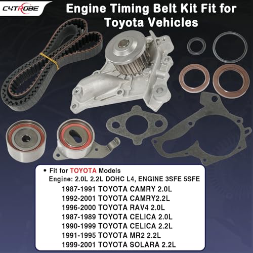 CYTROBE Engine Timing Belt Kit with Water Pump Compatible with 1987-2001 Toyota Camry, 1996-2000 Toyota RAV4, 1987-1999 Toyota Celica 1991-1995 Toyota MR2, 1999-2001 Toyota Solara 2.0L 2.2L 3SFE 5SFE TCKWP199 - Image 2