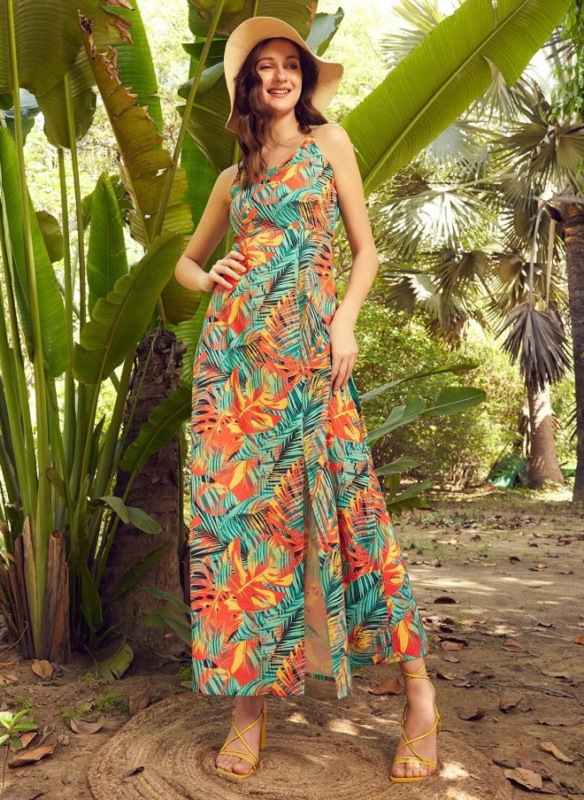 STREET 9 Tropical Printed Sleeveless Maxi Dress for Women