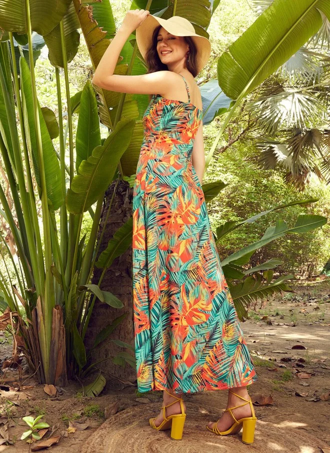 STREET 9 Tropical Printed Sleeveless Maxi Dress for Women