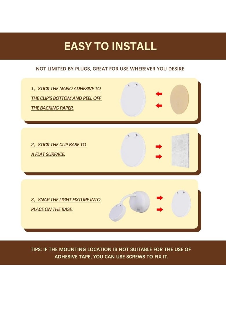 إم مياويان مصباح جداري داخلي ذكي قابل لإعادة الشحن بدون أسلاك، مصباح كشاف LED مزود بحساس حركة للجسم، مع جهاز تحكم عن بُعد، مصباح جداري ديناميكي مزود بمستشعر، كشاف LED قابل لإعادة الشحن، مرن وقابل للدوران، مثالي للقراءة بجانب السرير، بثلاث درجات حرارة لونية، مناسب للتصوير، المرايا، الممرات والمناسبات الأخرى. - Image 3