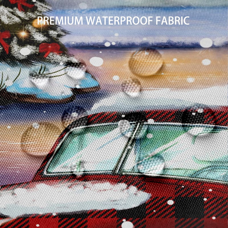 BIVINAR MERRY SARTAIN SARTAIN BUMFALO Plaid Red Truck With Christmas Tree Square Winter Snowdy Snowdike Snownman - Image 5