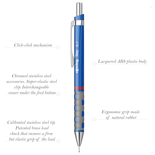 Rotring قلم رصاص ميكانيكي روتراينج 0.7 مم | تيكي | للكتابة السلسة والرسم | أسطوانة زرقاء | قرطاسية - Image 2