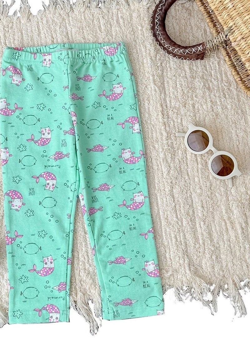 WiNi BEE Girls 2-Piece Playwear Set, Short Sleeve T-Shirt and Leggings Outfit for Toddler Kids, Comfortable Everyday Clothing (2-6Y) - Image 5