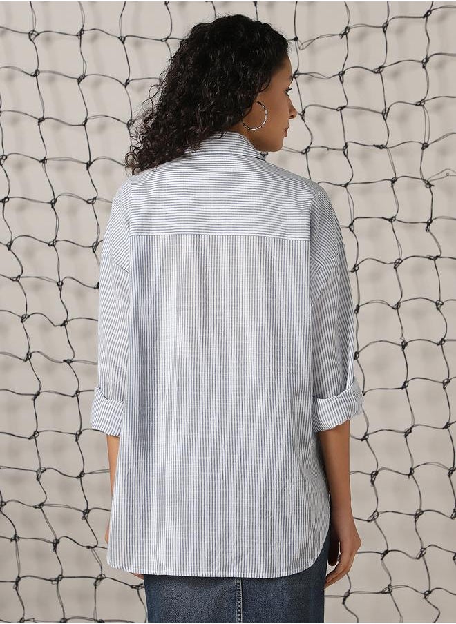 Hubberholme Women Comfort Opaque Striped Casual Shirt  - Image 5
