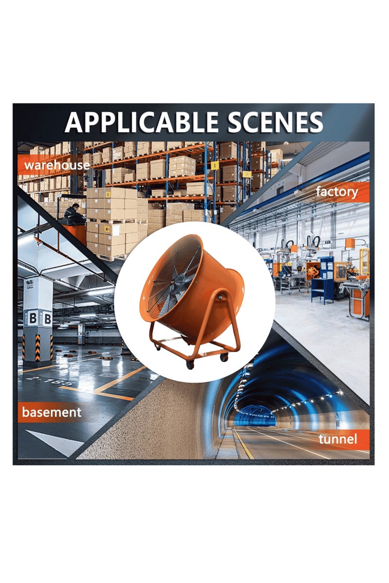 بوناي مروحة تهوية متحركة متينة مقاس 24 بوصة، محرك هواء صناعي بقوة 2200 واط، معدل تدفق 312 متر مكعب/دقيقة، 1450 دورة في الدقيقة، ضغط 300 باسكال، منفاخ تبريد محمول للاستخدام في المصانع وورش العمل، BN-HK55 - Image 5