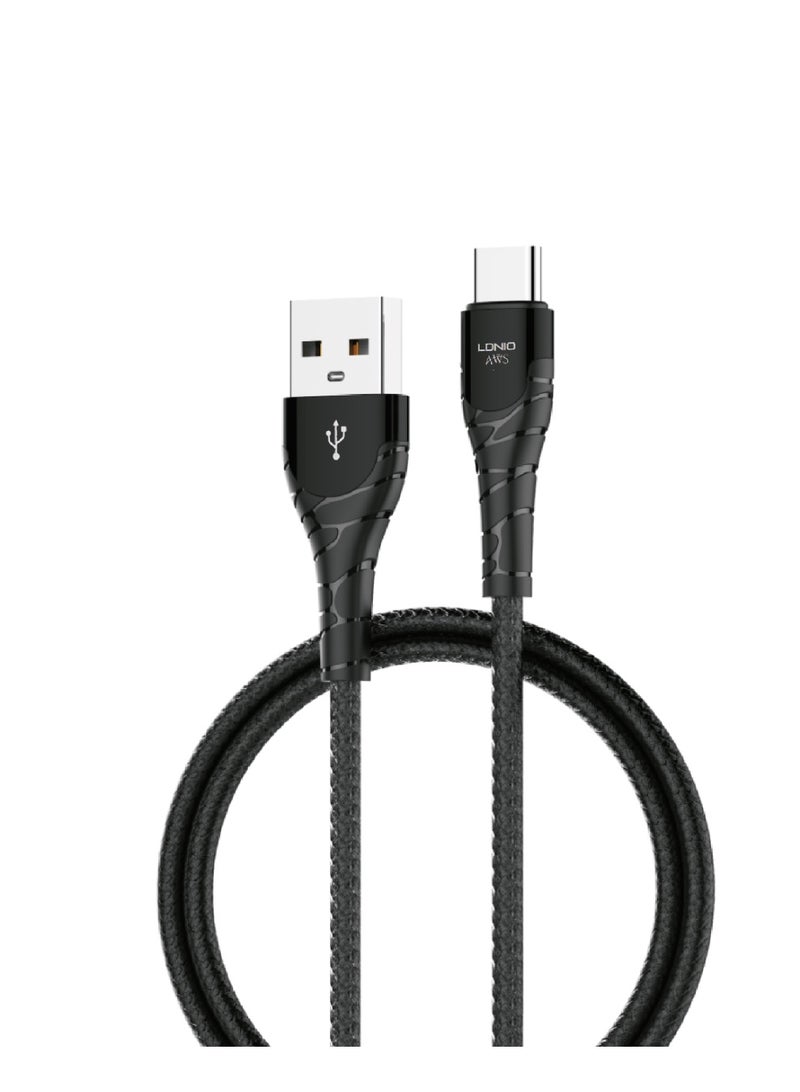 لدنيو كابل شحن سريع ونقل بيانات LDNIO LS512K بقدرة 52 واط من USB إلى Type-C بطول 2 متر - أسود - Image 1