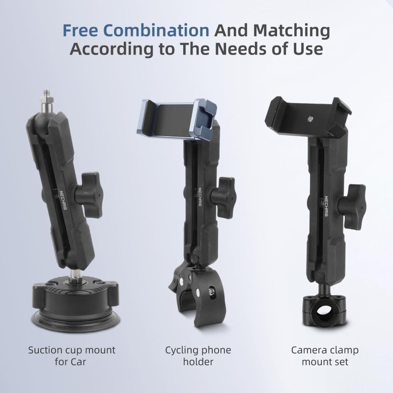 Mechrig Double Socket Arm,Extension Arm Compatible with RAM Mounts Any B Size 1" Ball Head Components & Bike Motorcycle Car Phone Mount Holder with 1'' Ball Adapter, Aluminum Alloy Long 5.9", 75003 - Image 3