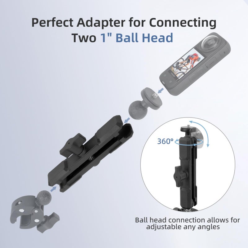 Mechrig Double Socket Arm,Extension Arm Compatible with RAM Mounts Any B Size 1" Ball Head Components & Bike Motorcycle Car Phone Mount Holder with 1'' Ball Adapter, Aluminum Alloy Long 5.9", 75003 - Image 2