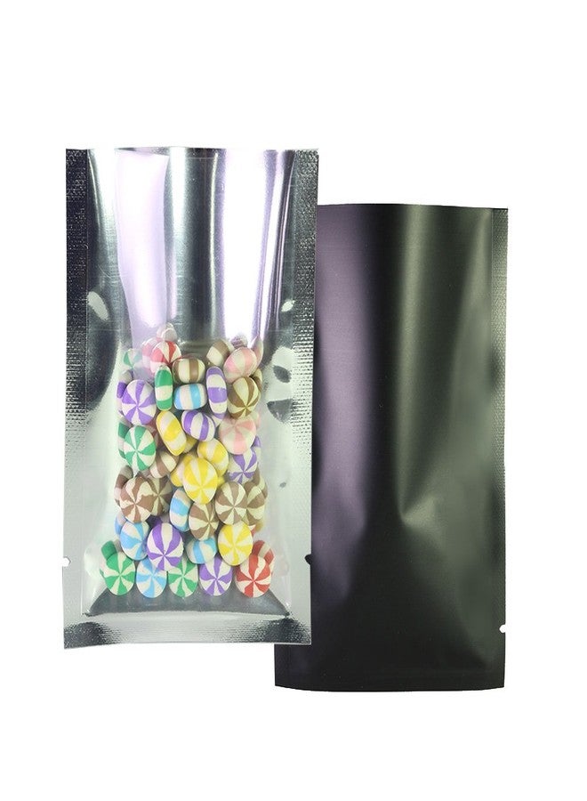 QQ Studio Clear Open Top Colored Metallic Mylar Bag (100 Bags) (Black, Open | 2.8" x 3.9") - Image 1