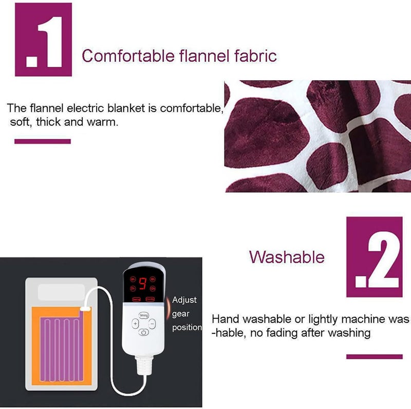 klarako Electric Heated Blanket Soft Flannel Sherpa Fleece Blankets, Soft Fast Heating Flannel Fluffy Blankets, AutoOff Timer & Overheating Protection, Winter Warm Blanket for Sofa, Bed, Couch Use (45X45CM) - Image 5