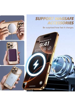 Houmt iPhone 16 Pro Max Case Cover with MagSafe Full Camera Lens Protector Fashionable Electroplated Magnetic Suction Full Covered Shockproof Phone Cover  for iPhone 16 Pro Max  - Image 3