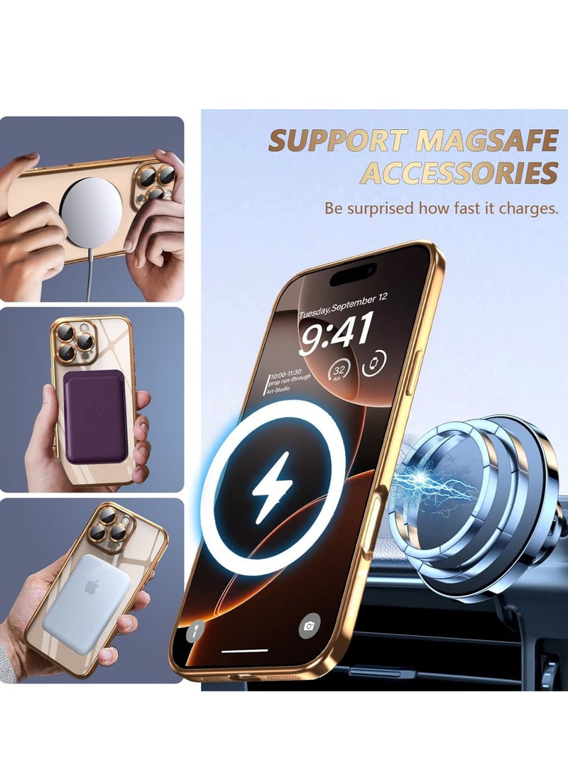 Houmt - iPhone 16 Pro Max Case Cover with MagSafe Full Camera Lens Protector Fashionable Electroplated Magnetic Suction Full Covered Shockproof Phone Cover  for iPhone 16 Pro Max - Image 1
