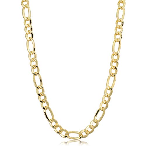 Kooljewelry سلسلة فيغارو للرجال من كولجويلري - مصنوعة من الذهب عيار 14 قيراط، 6 مم، مع مشبك لوبستر - Image 1