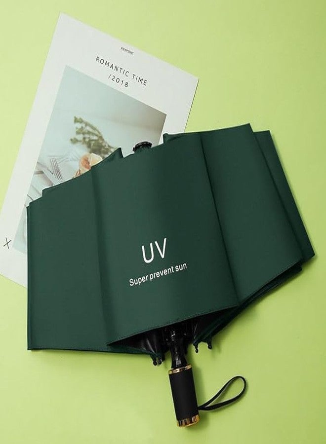 DGOOLS Compact Travel UV Sun Umbrellaa Windproof Small Umbrellaa for Rain,45Inch Folding Mini UPF Umbrellaa Automatic Open and Close, Handle Portable Umbrellaa for Men/Women (Green) - Image 3