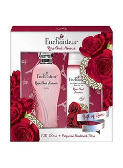 Enchanteur مجموعة هدايا من Enchanteur EDT ومزيل العرق المعطر - Rose Oud Amour، هدية الحب، 175 مل  - Image 1
