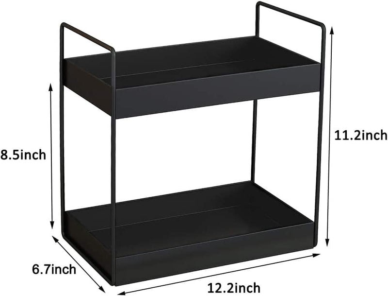 12FOR COLLECTION 2-Tier Standing Rack/Metal Bathroom Countertop Storage Rack/Kitchen Organizer/Spice Rack/Sorage shelf for kitchen/Cosmetic Shelf/ 2-Tier Kitchen Rack (Black-1) - Image 2