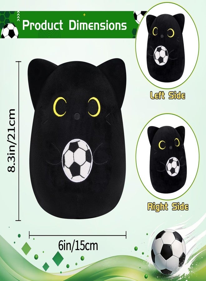 LSYDCARM Black Cat Plush Toy with Soccer Ball - 8" World Cup 2026 Stuffed Animal Soft Soccer Ball Stuffed Cat Plushie Pillow Cute Kitten Plush Black Kitten Sport Soccer Gifts for Boys Girls Kids - Image 2