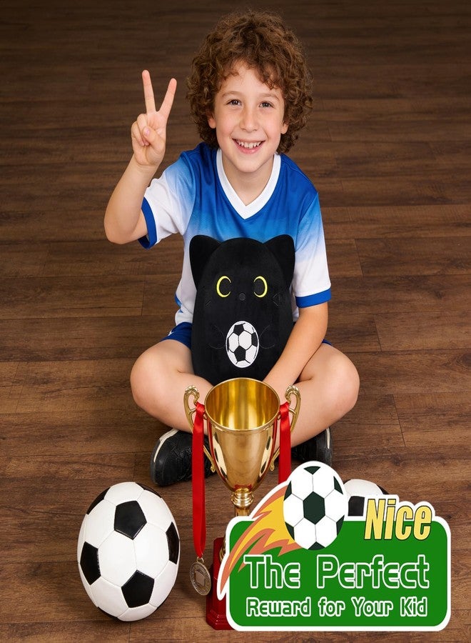 LSYDCARM Black Cat Plush Toy with Soccer Ball - 8" World Cup 2026 Stuffed Animal Soft Soccer Ball Stuffed Cat Plushie Pillow Cute Kitten Plush Black Kitten Sport Soccer Gifts for Boys Girls Kids - Image 5