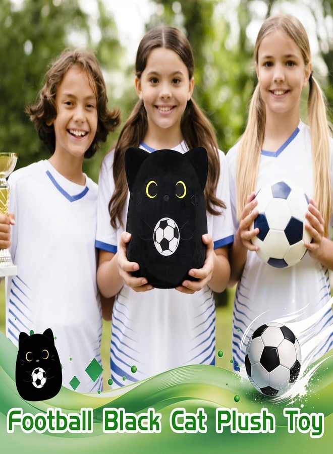 LSYDCARM Black Cat Plush Toy with Soccer Ball - 8" World Cup 2026 Stuffed Animal Soft Soccer Ball Stuffed Cat Plushie Pillow Cute Kitten Plush Black Kitten Sport Soccer Gifts for Boys Girls Kids - Image 4